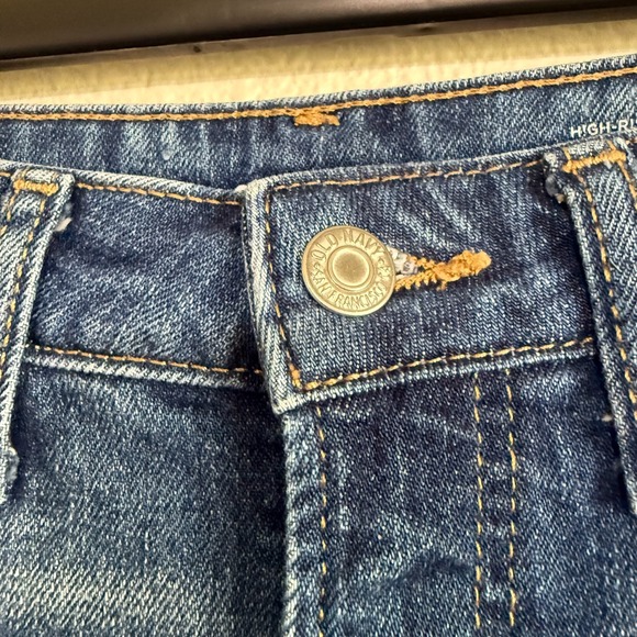 Old Navy OG Straight Boyfriend Shorts Women's 0 Blue Denim High-Rise Cuffed - Picture 3 of 9